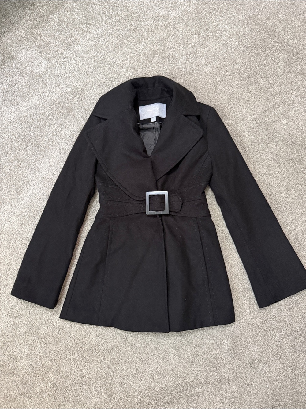 Jessica Simpson Black Belted Coat Size XS